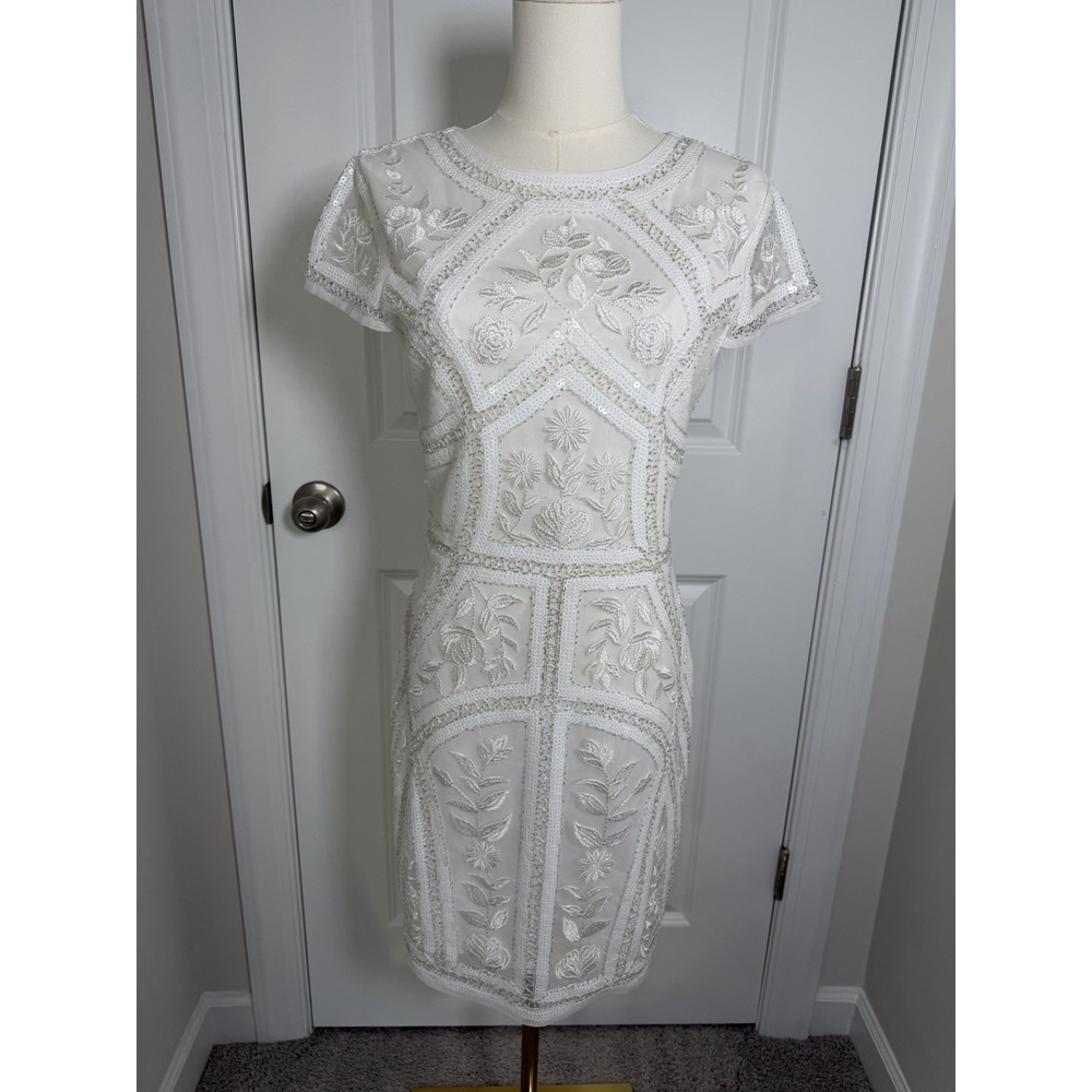 Lulu's Women's Spread Your Shine White Sequin Embroidered Dress Wedding Medium